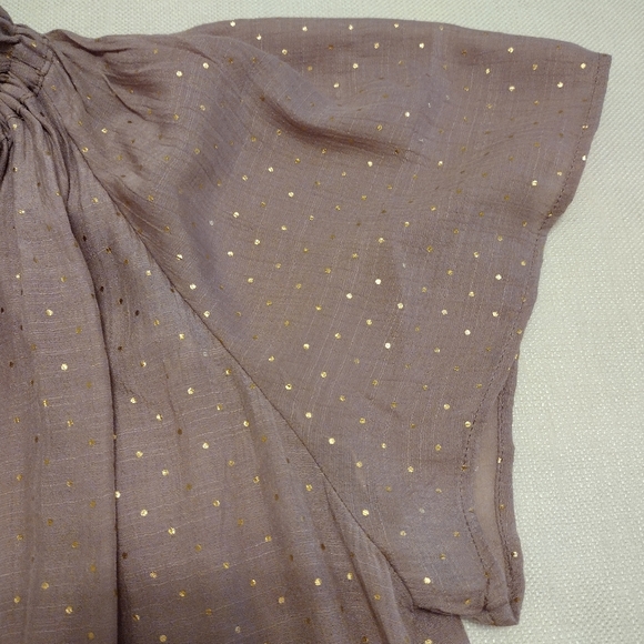 Harvé Benard 1X Mauve Rose Gold Dot Gauzy Top - Picture 3 of 11
